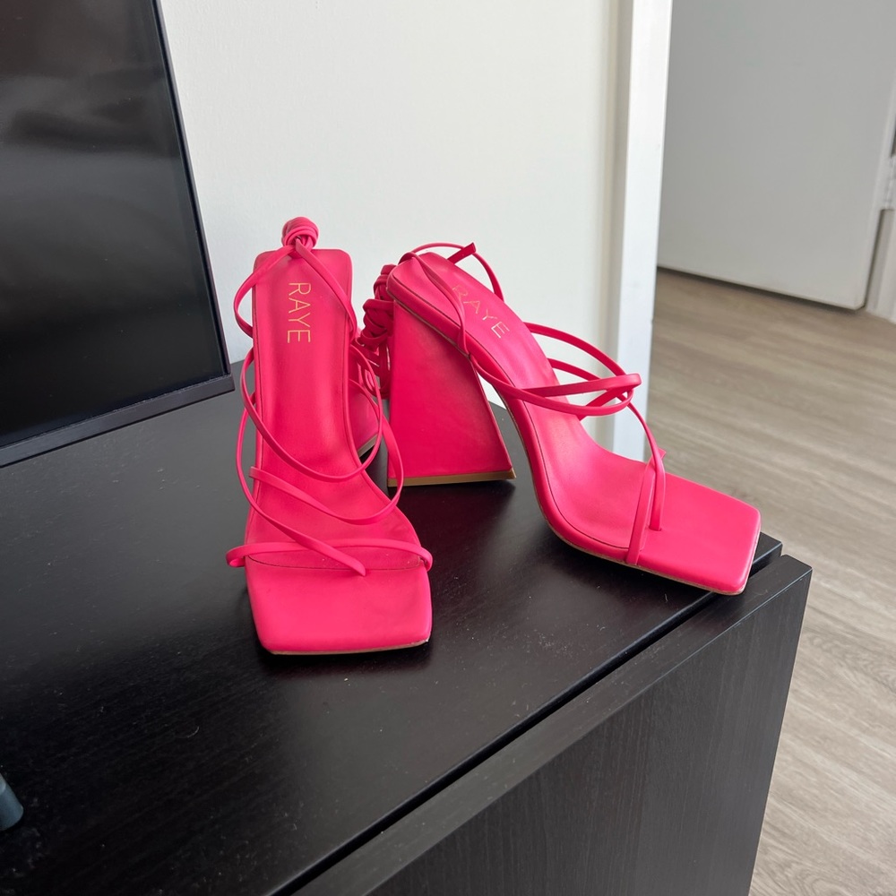 Revolve Raye Pink Strappy Heels